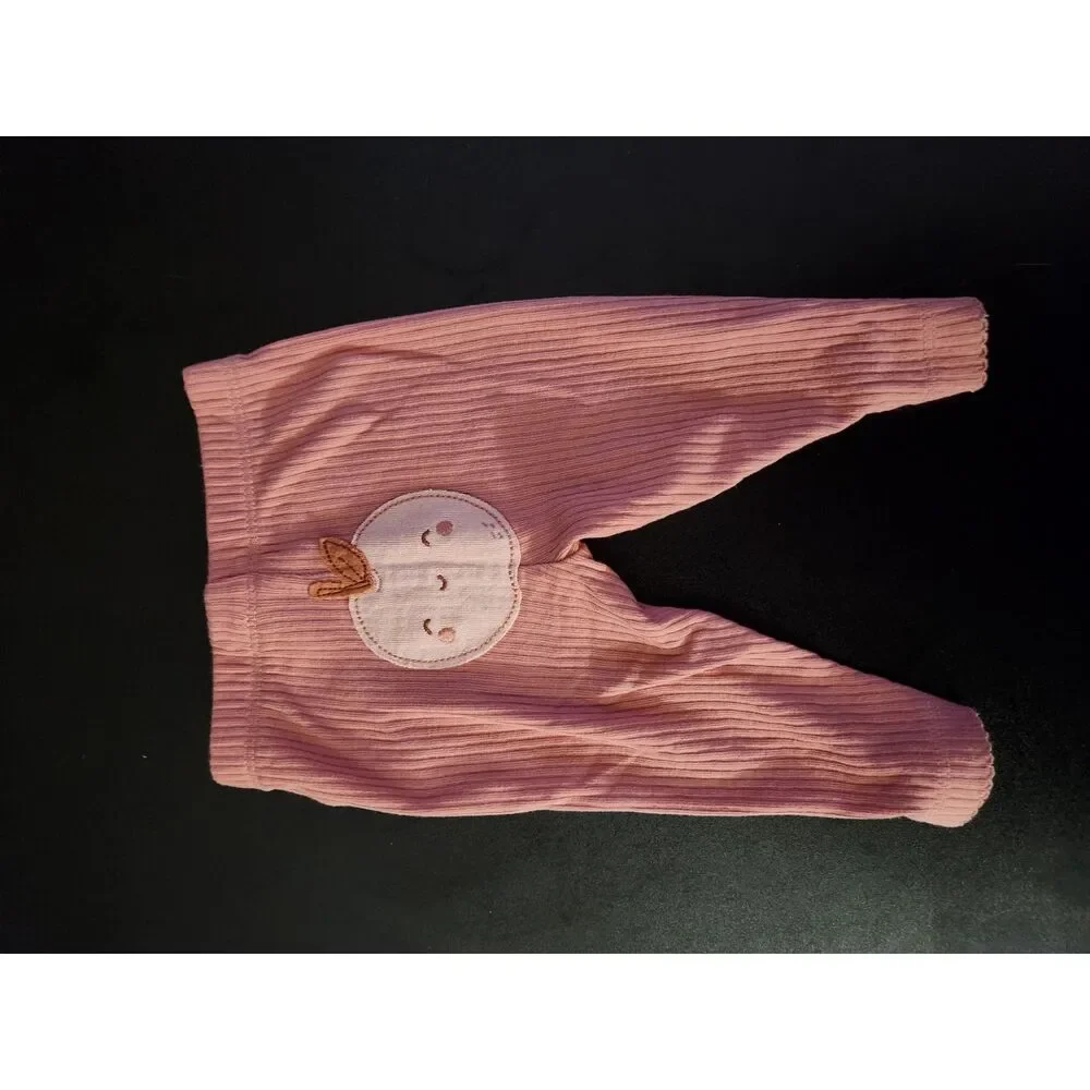 Carter's Baby Girl 3M Pink Ribbed Leggings Bunny Applique Pants
